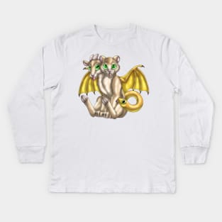 Chimera Cubs: Cream Kids Long Sleeve T-Shirt